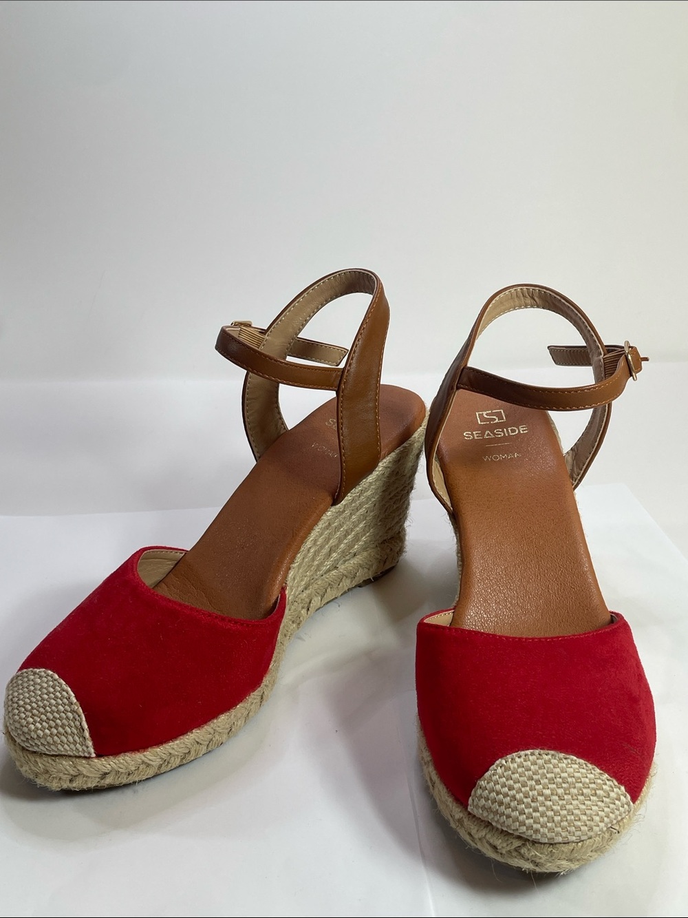 Sea Side Women’s Red Espadrille Wedge Sandals size 38